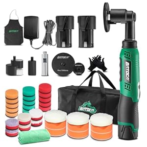 BATOCA S6 Mini Auto Polijstmachine,Accu Polijstmachine voor Detailing,25mm/75mm Koplamp Polijst Machine Set,Roterende&Excentrische polijsten,6 Snelheden 1000-5000PRM,Multifunctioneel Polijsten