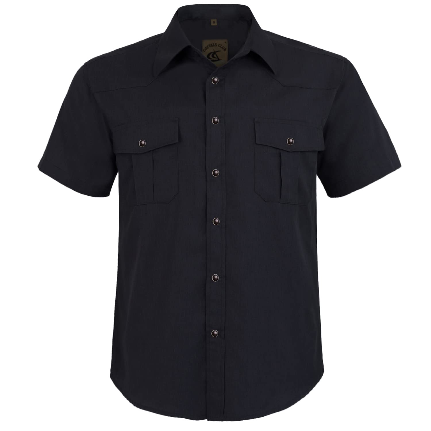 Coevals Club Herren Lässige Druckknöpfen Unifarben Kariertes Anzug Regular Fit Kurzarm Bügelleichtes Freizeit Trachten Hemd