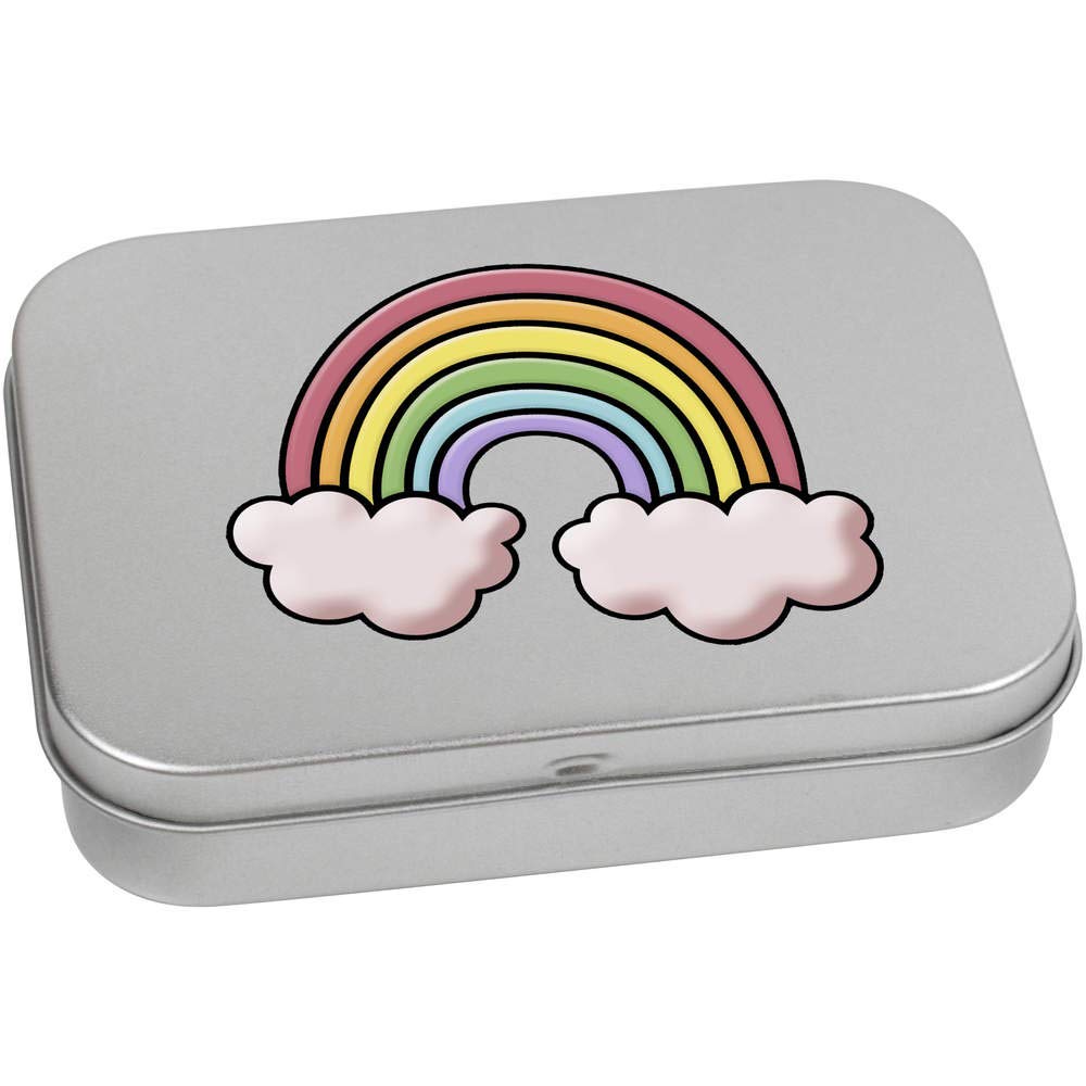 Azeeda 110mm 'Rainbow & Clouds' Metal Hinged Tin/Storage Box (TT00107010)