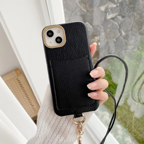 Étui cuir porte-cartes iPhone 12 et 11Pro Max antichoc avec bandoulière amovible
