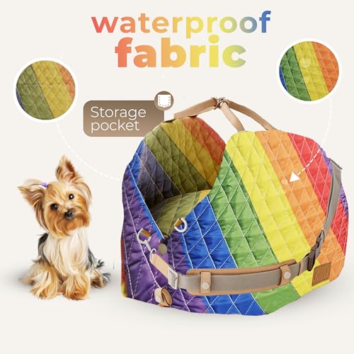  Small Dog Car Seat - 3-in-1 Travel Carrier for Safety and Comfort - Washable, Anti-Slip, Safety Straps - Fits Front & B