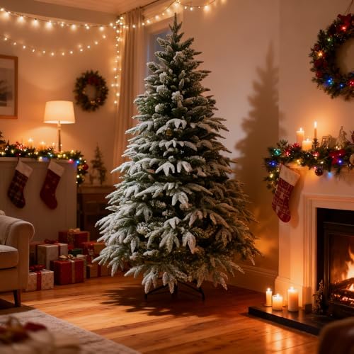 4ft/1.2m Künstlicher Weihnachtsbaum Lappland Tanne - Schnee beflockt Grün 332 PE/PVC Zweigspitzen… – Ansicht 3
