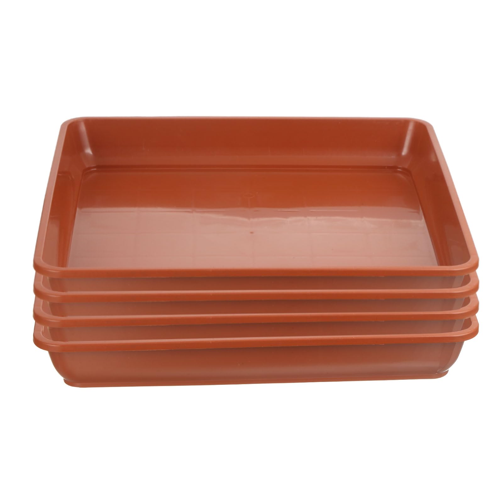 PATIKIL 16 Inch Plant Saucer Tray, 4 Pack Plastic Square Plant Saucer Large Deep Plant Pot Saucers Heavy Flower Planter Drip Tray for Indoors Outdoors Plants, Terracotta