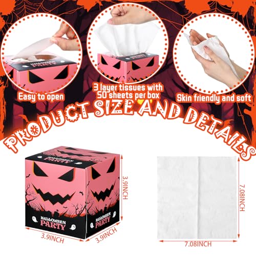 Image of Fourluoo 12 Pack Halloween Facial Tissues Cube Face Boxes 600 Sheets 3 Ply