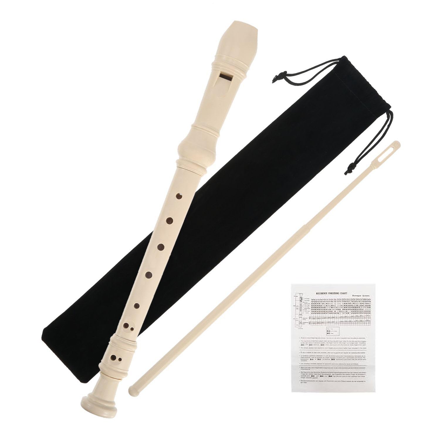 Veximind Soprano Recorder for Kids & Beginners - 8 Hole German Fingering ABS Descant Flute with Cleaning Rod and Bag, Ideal Musical Instrument for Students