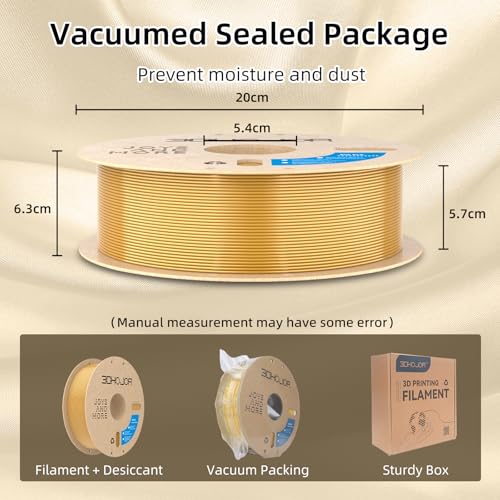 Image of 3DHoJor Silk Gold PLA Filament 1.75mm, PLA Filament 1.75mm Silk Shiny 3D Printer Filament, 1kg Cardboard Spool (2.2lbs), Dimensional Accuracy + /- 0.03 mm, Fit Most FDM Printer