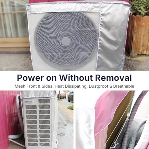 Image of HASTHIP Split Condenser Cover Air Conditioner Cover Oxford Fabric Vent Hole Four Season Protection for 1.5 Ton to 2.0 Ton Outdoor AC Unit