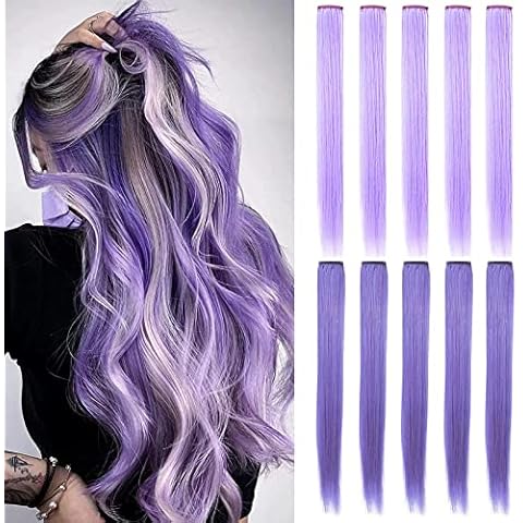 MOSCSMDY 10PC Lavender Hair Extensions Cover