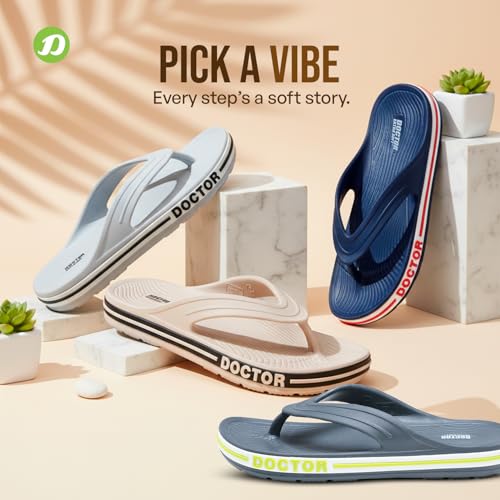 Image of DOCTOR EXTRA SOFT Men's Classic & Premium Casual Flip Flops with Soft Acupressure for Adult | Comfortable & LightWeight| Stylish & Anti-Skid |Waterproof Everyday Cushion Slippers for Gents /Boys D-553