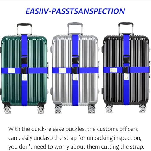 Image of Ultra Long Heavy Duty Luggage Straps for Suitcases Uprights Duffels Bags, 79 inch Adjustable Travel Packing Belts for Cargo Safety, Sturdy Baggage Strap Belts