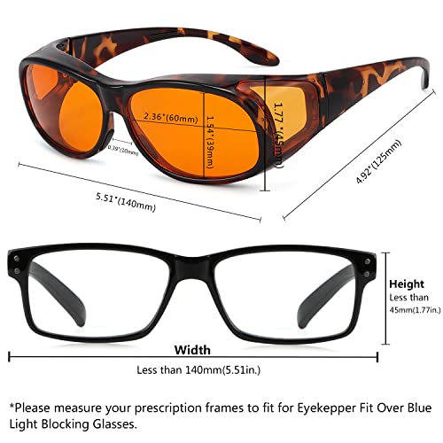 Image of Eyekepper 100% Blue Reduction,Fitover Anti-Blue Blocking Computer Glasses with Extra Amber Lenses for Women, Tortoise
