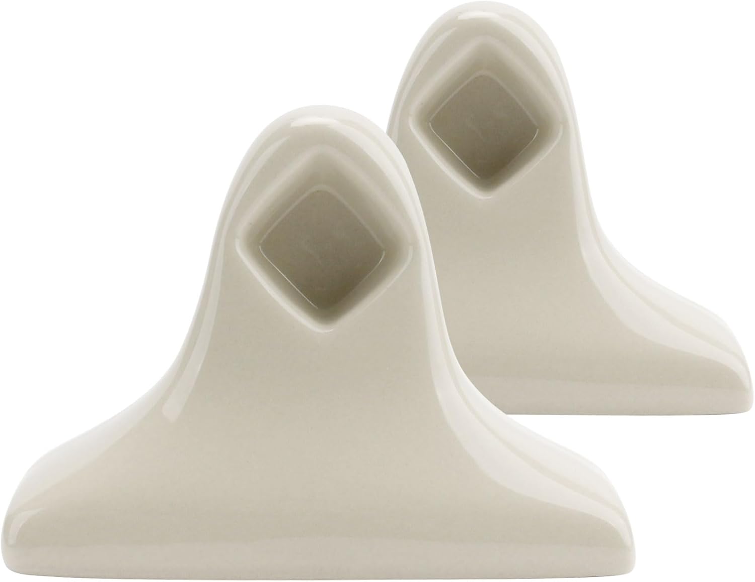 2 Pcs Ceramic Almond Bone Towel Bar Rod Rack Post, Mid Century Modern Vintage Set Wall/Tile Mount for Bathroom & Kitchen, Replacement for Broken Towel Rack Posts (Rod Not Included)