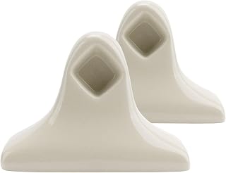 Beige Ceramic Almond Bone Towel Bar Rod Rack Post Holder Brackets Porcelain Tile Set Vintage Glazed Bathroom Accessory Mid Century Modern Retro Towel Holder Porcelain 2 Pcs