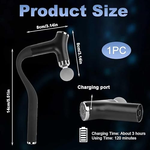 Miniatura 9 de Pistola de masaje de tejido profundo desmontable con mango de extensión de doble longitud, masajeador de espalda de percusión para aliviar el dolor,