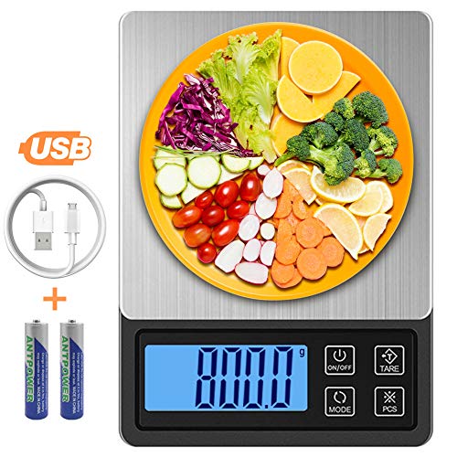 デジタルスケール キッチンスケール クッキング USB充電式 乾電池両対応 高精度センサー 電子はかり 計量範囲0.1g~3000g 測り デジタル はかり 個数計算 風袋引き機能 オートオフ 調理 お菓子作り (ブラック)