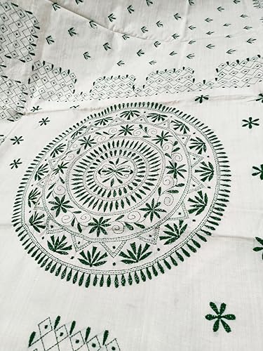 Image of SHRISTI CLOTHINGS Women's Hand Embroidered Cotton Silk Kantha Stitch Saree with Blouse Piece (SB420324 TWD79)