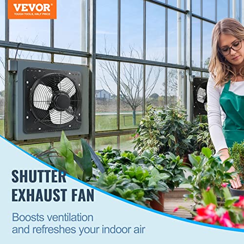 Vevor Shutter Exhaust Fan, 14'' With Temperature Humidity Controller, Ec-Motor, 1513 Cfm, 10-Speed Adjustable Wall Mount Attic Fan, Ventilation And Cooling For Greenhouses, Garages, Sheds, Etl Listed #TOP1