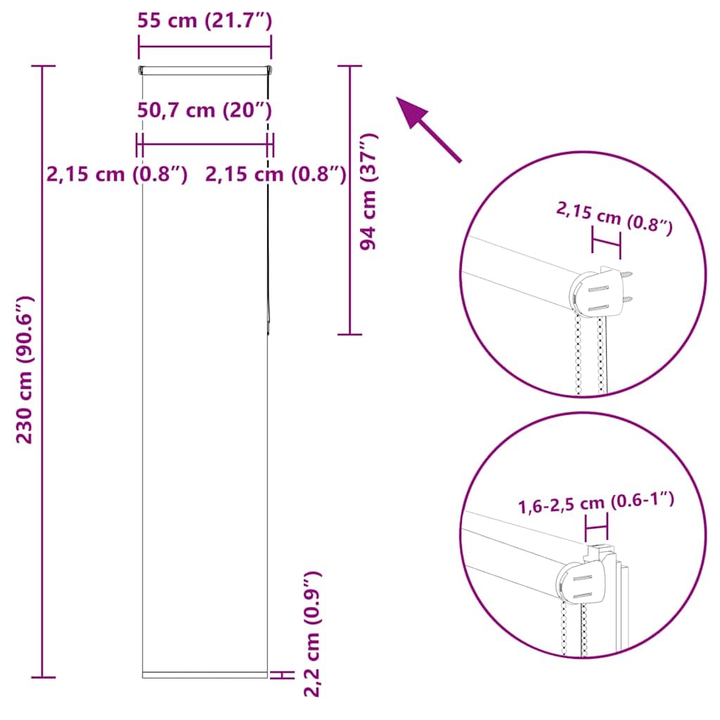 Tenda a rullo oscurante 55x230 cm bianco 100% poliestere con montaggio senza foratura e connettore a catena per privacy e isolamento termico in ufficio camera cucina bagno