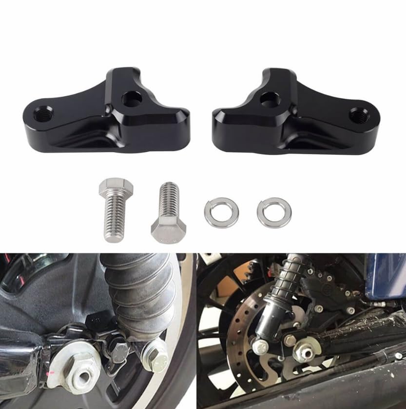 FVMOTO Black 1 Inch Lowering Blocks Kit Fit for Harley Touring Road Glide Street Glide Road King Electra Glide Classic Special Custom CVO FLHXS FLHRXS