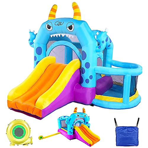 Whubefy 146" x 126" Inflatable Bounce House for Kids, Giant Jumping Bouncer Castle with Blower, Jumper Bouncy House with Slide, Ball Pit, Large Fun Bouncing Area