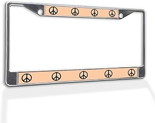 Fastasticdeals Metal Insert License Plate Frame Silhouette Peace Symbol A Weatherproof Car Accessories Chrome 2 Holes Solid Insert