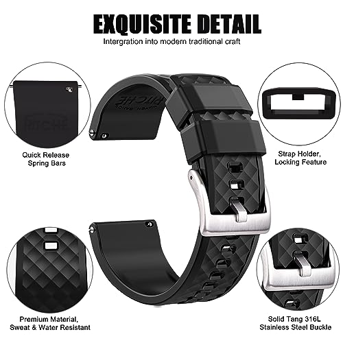 Image of Ritche Christmas Gift Silicone Watch Bands 18mm 20mm 22mm 24mm Quick Release Rubber Watch Bands for Men, White Elephant Gifts, Stocking Stuffers For Men