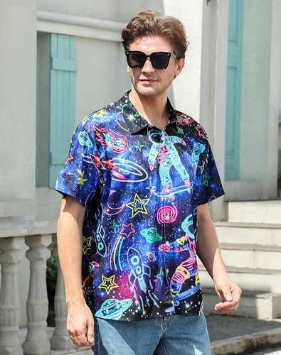 uideazone Mens Funny Hawaiian Shirts 3D Graphic Button Down Short Sleeve Tropical Holiday Beach Aloha Shirt4
