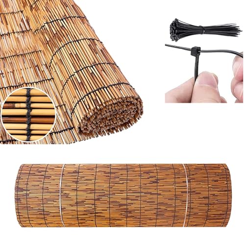 Schermo for la privacy in bambù, recinzione decorativa, rotolo di recinzione in bambù a lamella naturale; for protezione solare, divisorio decorativo, protezione della privacy(0.6*5m(2*16.4ft))