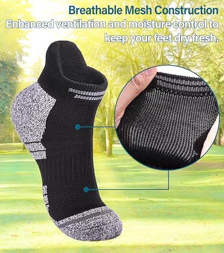 FNOVCO Ankle Socks for Women, Athletic Comfort Cotton Thick Cushioned Running Hiking Socks 5 Pairs3