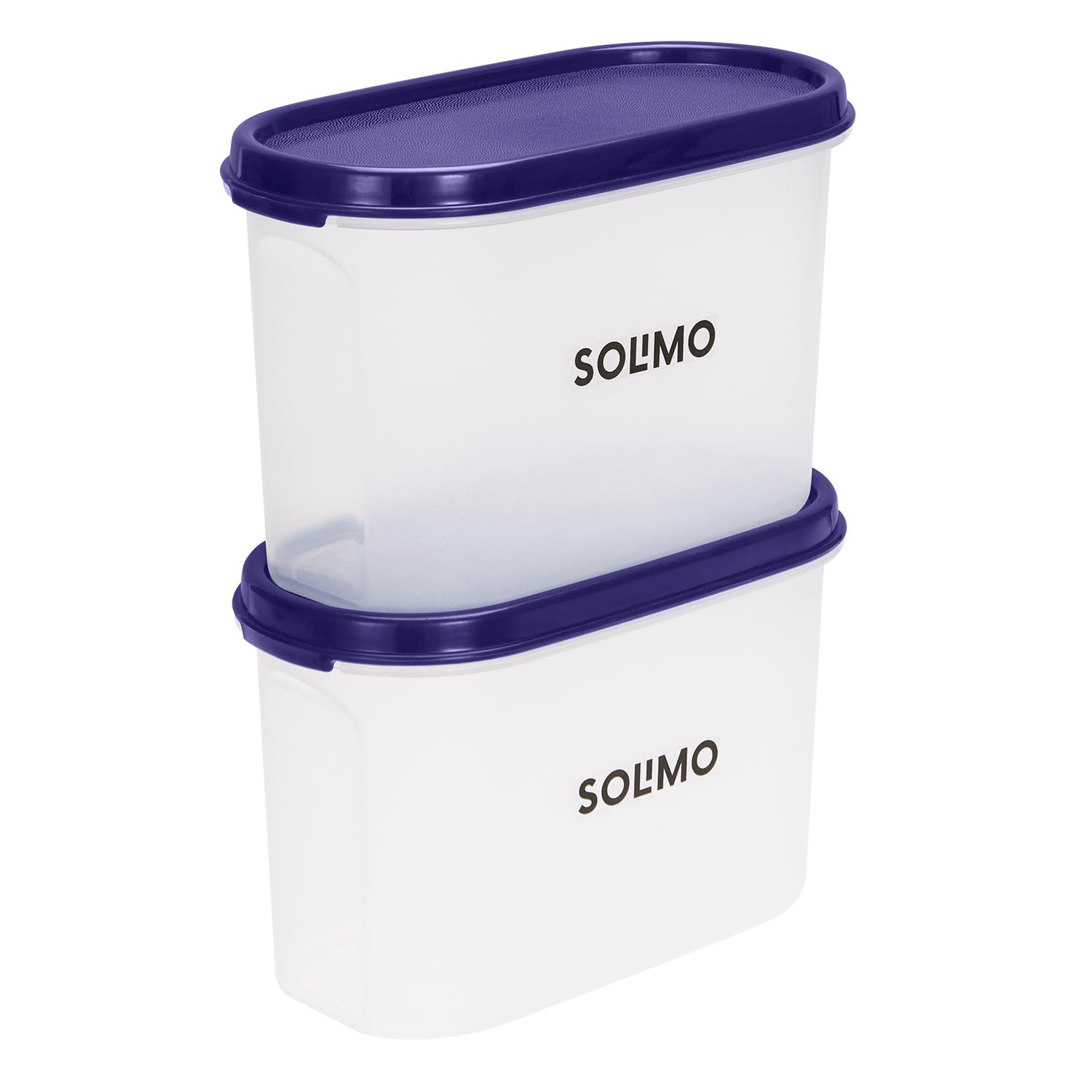 Amazon Brand - Solimo Modular Plastic Storage Containers with Lid | Airtight | BPA-Free | Set of 2 | 1.2 L (Blue)