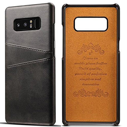 Superstart Galaxy Note 8 Cow Leather Case, Luxury Classical Soft Comfortable Slim Credit Card Slot Back Full Body Leather Wallet Case for Samsung Galaxy Note 8-Black