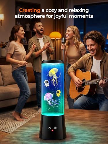 Image of Jellyfish Lamp,16 Color Mood Astronaut Night Light, Whisper-Quiet Sensory Aquarium Light, Dual Power Mode Decorative Night Lamp with Remote Control & Timer Suitable For Home Office Decoration and Gift