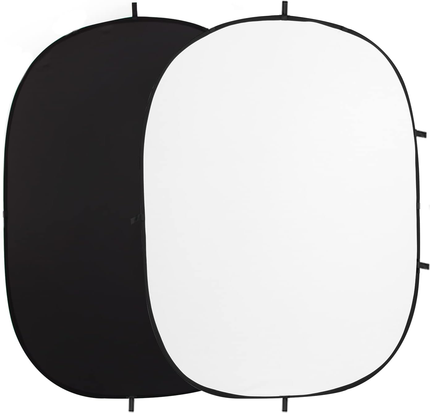 FOTOCREAT5x6.5ft(1.5x2m) Black/White Double-Sided Collapsible Muslin Backdrop -Reflector Photo Backdrop Background