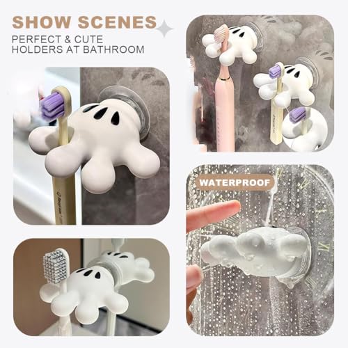 Image of HASTHIP Cute Hanging Toothbrush Holder, Wall Mounted Bathroom Organizer for Kids & Adults, Durable Quality Plastic Toothbrush Stand, Space-Saving Toothpaste Storage, Easy Install, 1 Pack