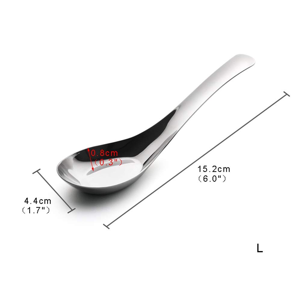 Cuillères à Soupe 4 pièces Cuillère en Acier Inoxydable, cuillère à Fond Plat, cuillère de ménage, cuillère à dîner, Conception Profonde, cuillère de Service de Grande ca,(M Size)