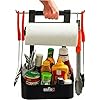 Mr. Bar-B-Q Collapsible BBQ Grilling Caddy w/Extended Hook, Store All Grilling Accesories in One Place, BBQ Caddy for Outdoor Barbecue, Camping Trip, Roller Towel Holder, Kitchen Storage Organizer