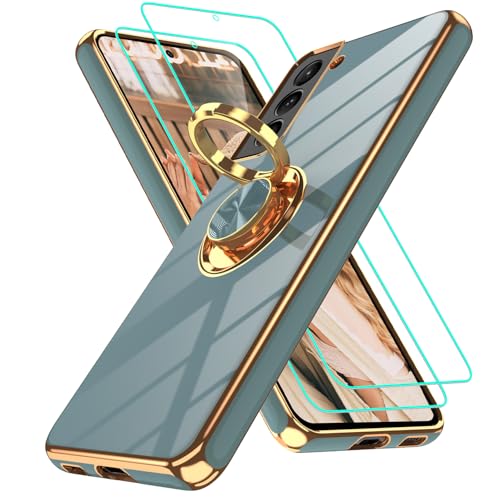 Gritup Slim Fit Case for Samsung Galaxy S Series,Shockproof Soft Cover with 2 Pcs HD Screen Protectors,and Built-in Ring Kickstand Phone Cover