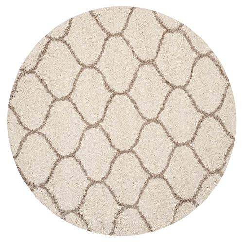 Image of Handwoven Microfibre 3D Rug for Living Room (Ivory & Beige Moroccan, 9 X 9 Feet (Round), Microfibre)