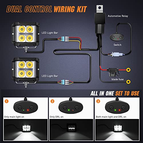 Image of Nilight Side Shooter LED Light Pods with DRL, 4 Inch 26W Spot Flood Combo LED Cubes Light w / 16AWG Wiring Kit for Fog Light Driving Light Auxiliary Light on Truck ATV UTV, 5 Years Warranty White