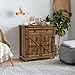 YESHOMY Coffee Bar and Accent Cabinet, Farmhouse Barn Door Buffet Sideboard with Drawer and Adjustable Shelf, Wide Desktop for Kitchen, Dining Room, Bathroom, Entryway, Brown