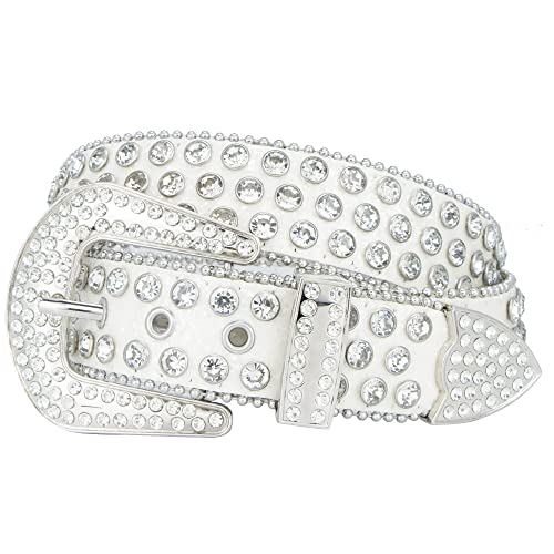 INOGIH Rhinestone-Belt for Women Girls,Western Cowgirl Cowboys Bling Studded Leather Diamond Belt for Jeans Dress4