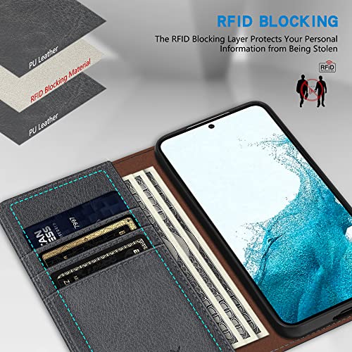Image of ZZXX for Galaxy S23 Plus Wallet Case Strong Magnetic 6.6 inch,Grey