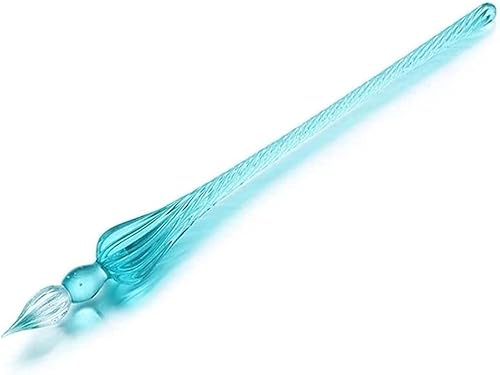 Sluswallow 1 bolígrafo de inmersión de vidrio azul pavo real, pluma de inmersión de vidrio vintage, tinta de llenado de tinta de caligrafía, pluma