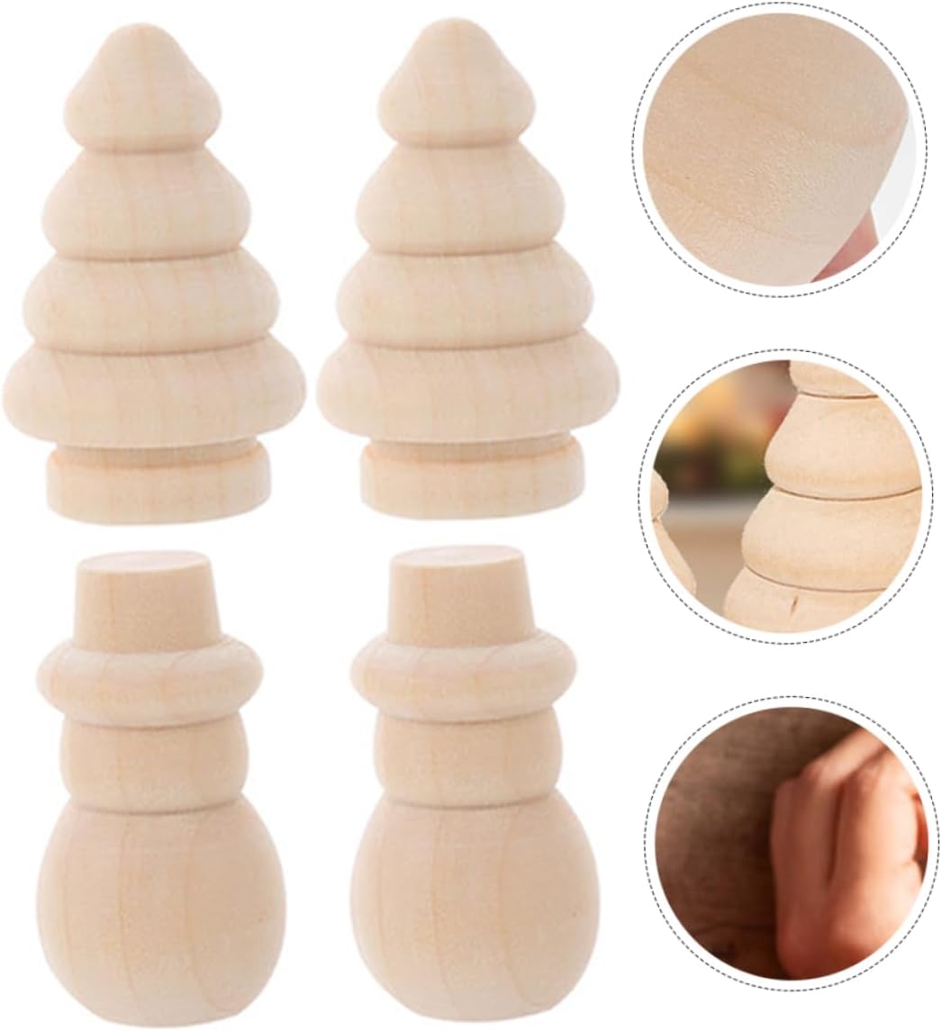 20Pcs Wooden Blank Snowman Christmas Ornaments for DIY Craft Projects Unfinished Christmas Tree Decorations for Painting and Arts Crafts Activities