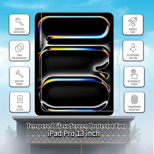 Image of Tempered Glass for iPad Pro 13 inch (M4 2024) Screen Protector Guard for iPad Pro 13 inch - Pack of 2