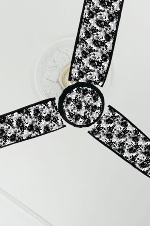 Image of Dustproof Premium Three Blade Ceiling Fan Cover with attachable Enclosure, Set of 1 Fan Cover (Black).