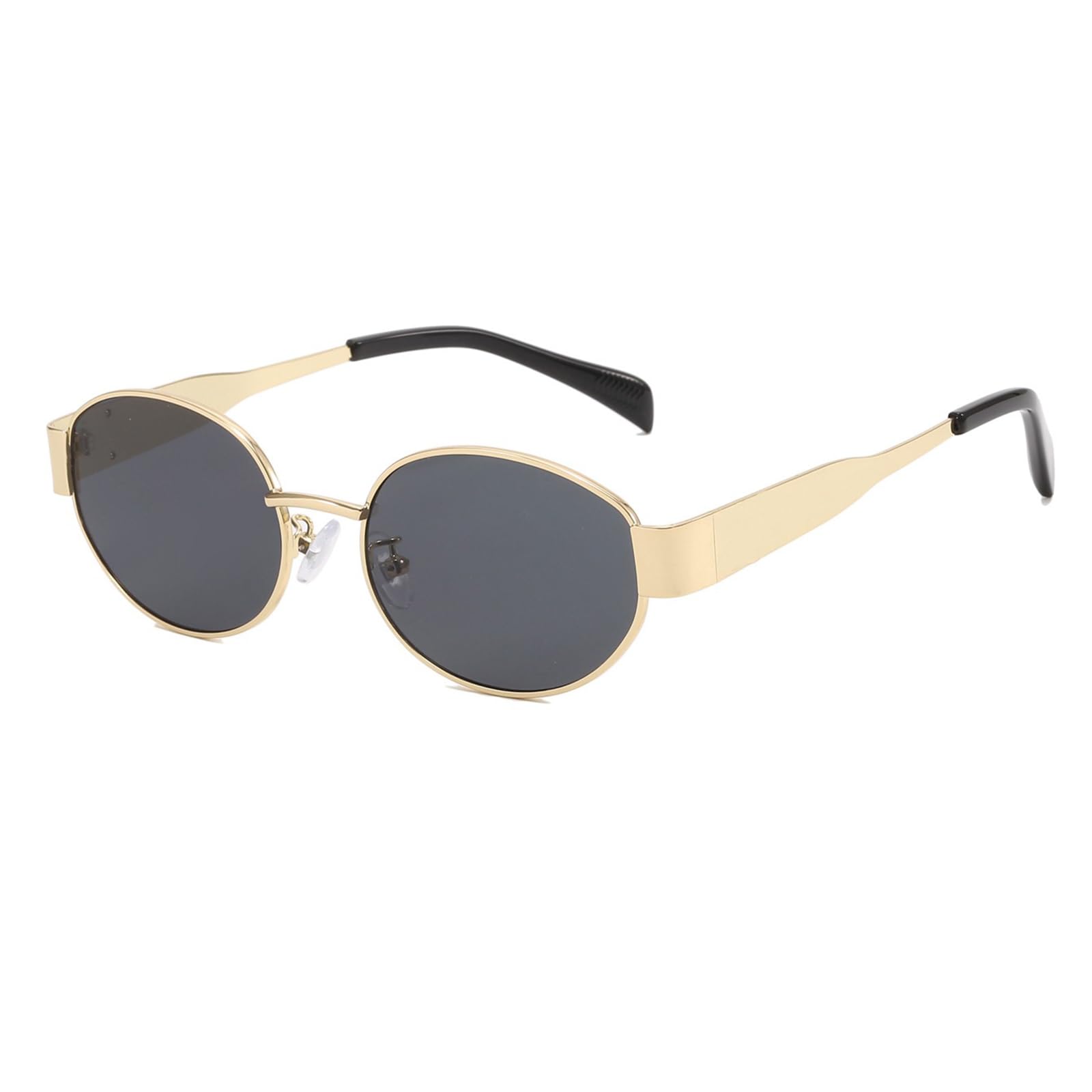 Cleminsta Gafas de Sol Retro Mujer Hombre Pequeñas Metal Ovaladas de Moda Años 90 Gafas de Sol Clásicas con Protección UV400 para Conducir Deportes Golf Ciclismo Senderismo