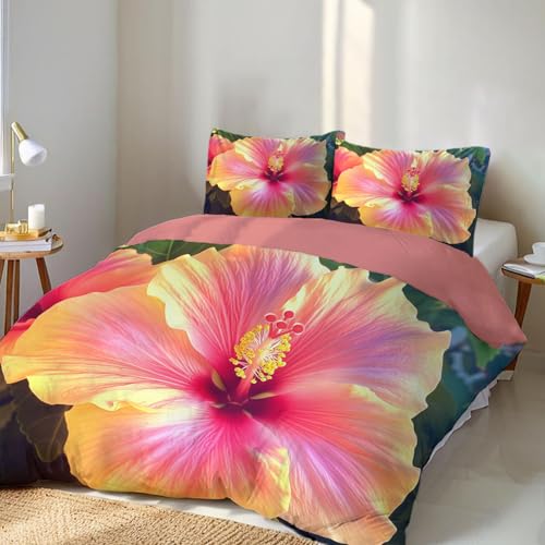 Housse de couette 200x200 hibiscus avec ses deux taies d'oreiller - 4