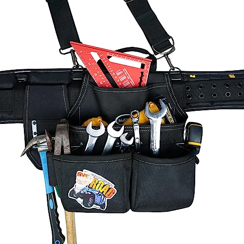 Image of MELOTOUGH Tool Belt with Suspenders Tool Bag Supenders Framers Comb Apron Tool Belt Construction Tool Pouch Builder Heavy Duty Carpenter Suspension Rig for Electrician, Roofing,Contractor