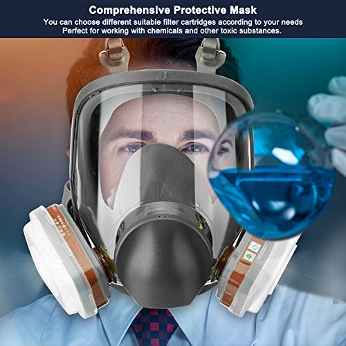 HAOX 15in1 Full Face Large Size Respirator,Full Face Wide Field of View,Widely Used in Organic Gas,Paint spary, Chemical,Woodworking